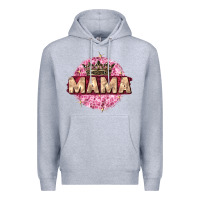 Heather Grey mama with round leopard Premium Hoodie - Zillion Design Studio