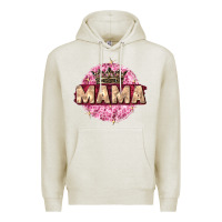 Oatmeal Heather mama with round leopard Premium Hoodie - Zillion Design Studio