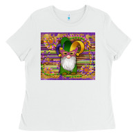 White mardi gras gnomes mask serape sunflowers Ladies Tee - Artiststas