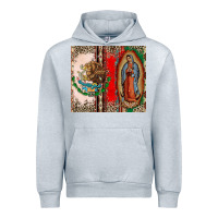 Heather Grey Virgin Mary Mexican Flag Urban Hoodie - CTS Tumbler Store