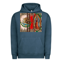 Pigment Midnight Navy Virgin Mary Mexican Flag Urban Hoodie - CTS Tumbler Store