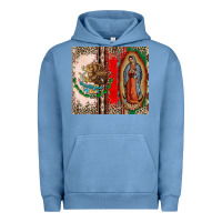 Pigment Pebble Blue Virgin Mary Mexican Flag Urban Hoodie - CTS Tumbler Store