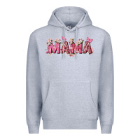 Heather Grey pink flowers mama Premium Hoodie - Zillion Design Studio