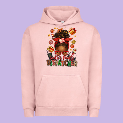 Santa's Favorite Dispatcher Afro Messy Bun Urban Hoodie Designed By Texasbilliewilder