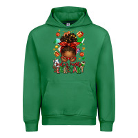 Emerald santa's favorite secretary afro messy bun Urban Hoodie - texasbilliewilder