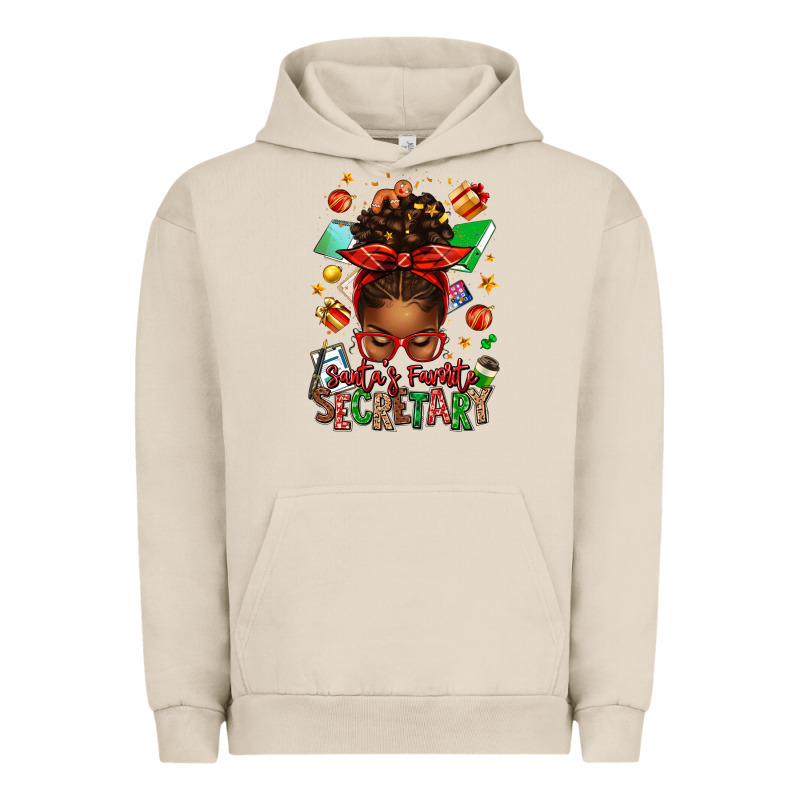 Santa's Favorite Secretary Afro Messy Bun Urban Hoodie by texasbilliewilder | Teevron