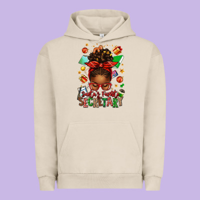 Santa's Favorite Secretary Afro Messy Bun Urban Hoodie Designed By Texasbilliewilder