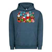 Pigment Midnight Navy christmas gnomes coffee cups Urban Hoodie - texasbilliewilder