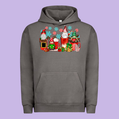 Christmas Gnomes Coffee Cups Urban Hoodie Designed By Texasbilliewilder