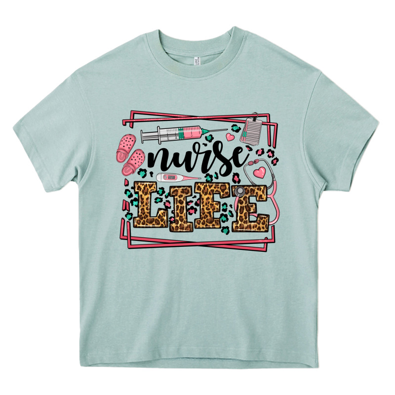 Nurse Life Leopard Frame Heavy Core Tee by LillyAllenDesigns | Teevron