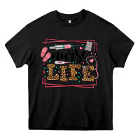 Black Nurse life leopard frame Heavy Core Tee - LillyAllenDesigns