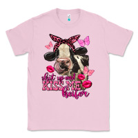 Bubblegum Pink Valentine's Day Shut Up And Kiss Me Heifer Holstein Cow Classic Tee - FaDigitalArtStudio