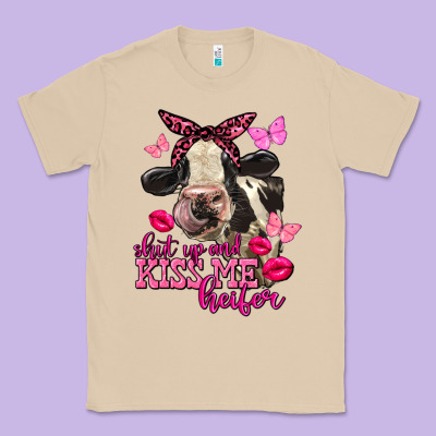 Valentine's Day Shut Up And Kiss Me Heifer Holstein Cow Classic Tee Designed By Fadigitalartstudio