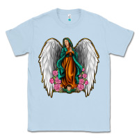 Dusty Blue Angel Wing Lady of Guadalupe Classic Tee - Jasminsmagicworld