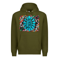 Army Green cowhide and serape gemstone background Premium Hoodie - RanaPortraitStore