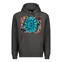 Charcoal Heather cowhide and serape gemstone background Premium Hoodie - RanaPortraitStore