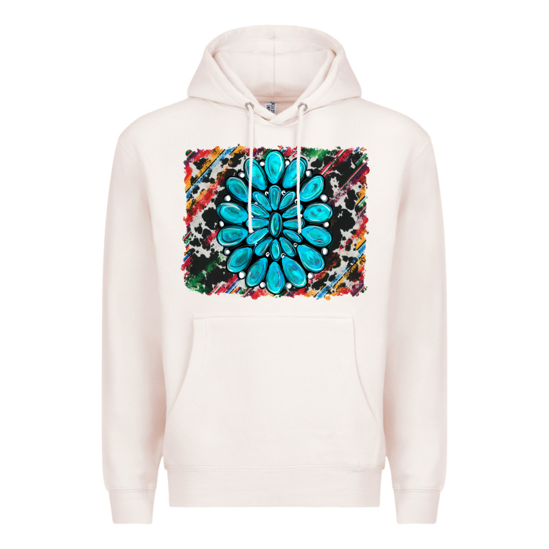 Cowhide And Serape Gemstone Background Premium Hoodie by RanaPortraitStore | Teevron