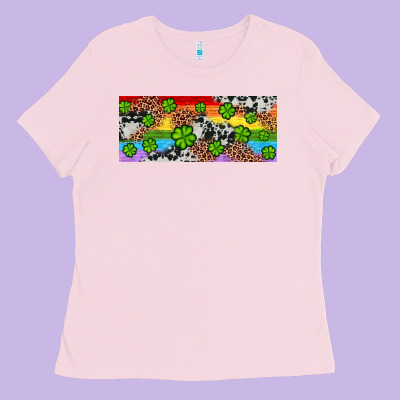 Western St. Patrick's Day Shamrock Rainbow Ladies Tee Designed By Artiststas