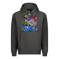 Charcoal Heather red white rawr Premium Hoodie - Zillion Design Studio