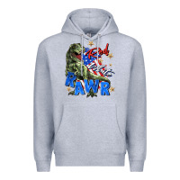 Heather Grey red white rawr Premium Hoodie - Zillion Design Studio