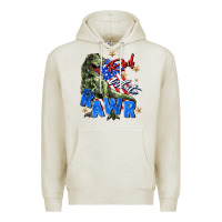 Oatmeal Heather red white rawr Premium Hoodie - Zillion Design Studio