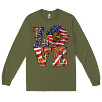 Army Green patriotic sunflower love Long Sleeve Tee - BarkalooDesign