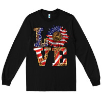 Black patriotic sunflower love Long Sleeve Tee - BarkalooDesign