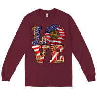 Burgundy patriotic sunflower love Long Sleeve Tee - BarkalooDesign