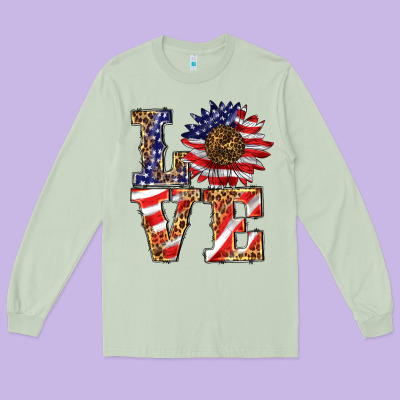 Patriotic Sunflower Love Long Sleeve Tee Designed By Barkaloodesign