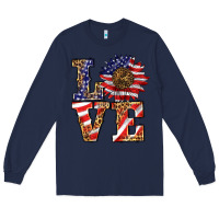 Navy patriotic sunflower love Long Sleeve Tee - BarkalooDesign