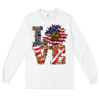 White patriotic sunflower love Long Sleeve Tee - BarkalooDesign