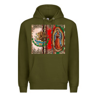 Army Green Virgin Mary Mexican Flag Premium Hoodie - CTS Tumbler Store