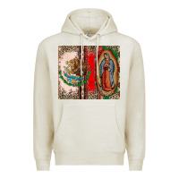 Oatmeal Heather Virgin Mary Mexican Flag Premium Hoodie - CTS Tumbler Store