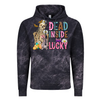 Cloud Black easter dead inside but lucky  with skeleton Vintage Hoodie - AdoDesignShop