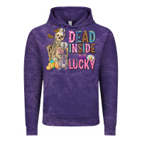 Cloud Purple easter dead inside but lucky  with skeleton Vintage Hoodie - AdoDesignShop