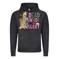Vintage Black easter dead inside but lucky  with skeleton Vintage Hoodie - AdoDesignShop
