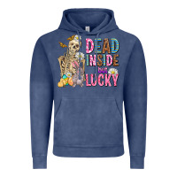 Vintage Denim easter dead inside but lucky  with skeleton Vintage Hoodie - AdoDesignShop