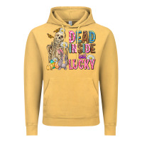 Vintage Mustard easter dead inside but lucky  with skeleton Vintage Hoodie - AdoDesignShop