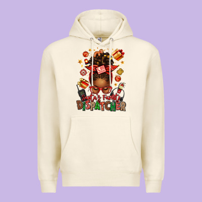 Santa's Favorite Dispatcher Afro Messy Bun Premium Hoodie Designed By Texasbilliewilder