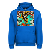 Cobalt aries turquoise cowhide Urban Hoodie - RanaPortraitStore