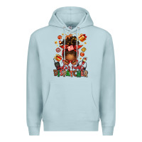 Blue Mist santa's favorite dispatcher afro messy bun Premium Hoodie - texasbilliewilder