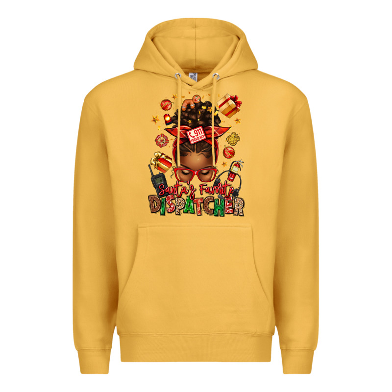 Santa's Favorite Dispatcher Afro Messy Bun Premium Hoodie by texasbilliewilder | Teevron