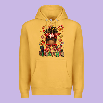 Santa's Favorite Dispatcher Afro Messy Bun Premium Hoodie Designed By Texasbilliewilder