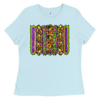 Baby Blue mardi gras fleur de lis mask leopard glitter  brushstrokes Ladies Tee - Artiststas