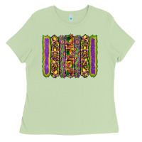 Matcha mardi gras fleur de lis mask leopard glitter  brushstrokes Ladies Tee - Artiststas