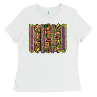 White mardi gras fleur de lis mask leopard glitter  brushstrokes Ladies Tee - Artiststas