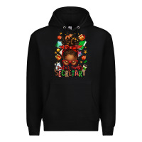 Black santa's favorite secretary afro messy bun Premium Hoodie - texasbilliewilder