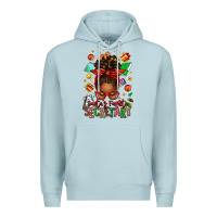 Blue Mist santa's favorite secretary afro messy bun Premium Hoodie - texasbilliewilder