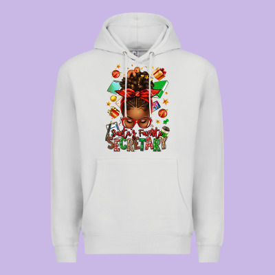 Santa's Favorite Secretary Afro Messy Bun Premium Hoodie Designed By Texasbilliewilder