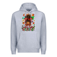 Heather Grey santa's favorite secretary afro messy bun Premium Hoodie - texasbilliewilder